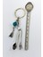 Zincirli Turkuaz Doğal Taşlı Metal Püsküllü Minyatür Kaşık Çatal Anahtarlık, Minyatür Anahtarlık 5
