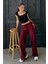 Bordo Beli Büzgülü Wide Leg Kumaş Pantolon MG1950 5