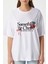 Kadın Something Kiraz Baskılı Beyaz Oversize T-Shirt 3