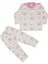 Kız Çocuk Beyaz Pembe Yıldızlı Ayılı Desenli 2'li Pijama Takımı - 1015496 1