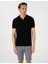 Erkek Siyah Slim Fit %100 Pamuk Polo Yaka Triko Tişört 50307334-VR046 1