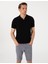 Erkek Siyah Slim Fit %100 Pamuk Polo Yaka Triko Tişört 50307334-VR046 3