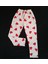 Ekru Pamuklu Kumaş Üzerinde Kırmızı Kalp Desenli Pijama Alt 1