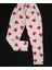 Ekru Pamuklu Kumaş Üzerinde Kırmızı Kalp Desenli Pijama Alt 2