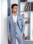 Erkek Slim Fit Sivri Yaka Mavi Yelekli Takım Elbise 2