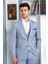 Erkek Slim Fit Sivri Yaka Mavi Yelekli Takım Elbise 3