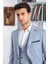 Erkek Slim Fit Sivri Yaka Mavi Yelekli Takım Elbise 4