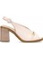 2511902Y Kadın Hakiki Deri Topuklu Sandalet Bej 1