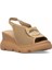 Elit Zeyn 8067 Kadın Hakiki Deri Dolgu Topuk Sandalet Camel 2