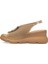 Elit Zeyn 8067 Kadın Hakiki Deri Dolgu Topuk Sandalet Camel 3