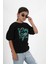 Kız Çocuk Süprem Kumaş Bisiklet Yaka Baskılı Tshirt 3
