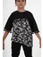 Kız Çocuk Süprem Kumaş Bisiklet Yaka Desenli Tshirt 4