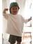 Beyaz Bisiklet Yaka Oversize T-Shirt Bebek - Çocuk 3