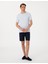 Erkek Lacivert Slim Fit Keten Karışımlı Beli Bağcıklı Dokuma Şort 50308147-VR033 3