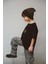 Siyah Bisiklet Yaka Oversize T-Shirt Bebek - Çocuk 3