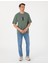 Erkek Haki Comfort Fit Bisiklet Yaka Tişört 50310155-VR027 4