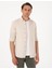 Erkek Bej Keten Görünümlü Slim Fit Uzun Kollu Gömlek 50307025-VR011 3