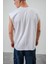 Erkek Basic Sıfır Kol Oversize T-Shirt Beyaz 4