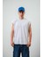 Erkek Basic Sıfır Kol Oversize T-Shirt Beyaz 1