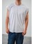 Erkek Basic Sıfır Kol Oversize T-Shirt Beyaz 5