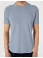 Erkek Mavi Slim Fit Keten Karışımlı Bisiklet Yaka Triko Tişört 50305973-VR036 6