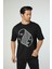 Baskılı Oversize Bisiklet Yaka T-Shirt 1