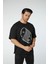 Baskılı Oversize Bisiklet Yaka T-Shirt 2