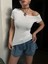 Kadın Ekru Kayık Yaka Pamuk Kumaş Kısa Kollu Body 29129 1