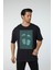 Baskılı Oversize Bisiklet Yaka T-Shirt 1