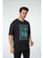 Baskılı Oversize Bisiklet Yaka T-Shirt 2