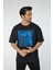 Baskılı Oversize Bisiklet Yaka T-Shirt 2
