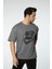 Baskılı Oversize Bisiklet Yaka T-Shirt 3