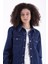 Klasik Yakalı Uzun Kollu Çıtçıt Kapama Detaylı Kadın Kot Gömlek Koyu Rins Denim Dört Mevsim 4