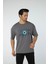 Baskılı Oversize Bisiklet Yaka T-Shirt 1