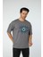 Baskılı Oversize Bisiklet Yaka T-Shirt 2