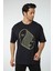 Baskılı Oversize Bisiklet Yaka T-Shirt 1