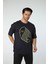 Baskılı Oversize Bisiklet Yaka T-Shirt 2