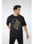 Baskılı Oversize Bisiklet Yaka T-Shirt 4