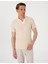 Erkek Bej Slim Fit Örme Dokulu Polo Yaka Tişört 50310162-VR011 3