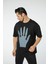 Baskılı Oversize Bisiklet Yaka - T-Shirt 3