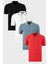 Pamuklu Slim Fit Şerit Detaylı Düğmeli Polo Yaka 4'lü Paket T Shirt Erkek T Shirt 5902118S4 1