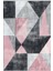 Geometrik Desenli Modern Halı – Gri & Pembe | Yıkanabilir Kaymaz Halı | Trend Dekoratif Model 1