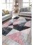 Geometrik Desenli Modern Halı – Gri & Pembe | Yıkanabilir Kaymaz Halı | Trend Dekoratif Model 5
