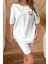 Unisex Baskılı Oversize T-Shirt - Beyaz 2