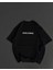 Unisex Bisiklet Yaka Baskılı Oversize T-Shirt - Siyah 3