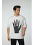 Baskılı Oversize Bisiklet Yaka - T-Shirt 1