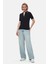 Sasha Siyah Polo Yaka Triko Nakışlı Standard Fit Kadın Tshirt 5