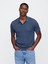Erkek Mavi Polo Yaka Ribana T-Shirt 1