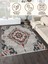 Modern Eskitme Desenli Halı, Açık Gri Zemin, Bordo Antrasit Motif, Kaymaz Tabanlı, Yıkanabilir 4