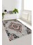 Modern Eskitme Desenli Halı, Açık Gri Zemin, Bordo Antrasit Motif, Kaymaz Tabanlı, Yıkanabilir 5